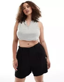 Черные льняные шорты ASOS Curve Dad