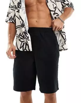 Черные льняные шорты ASOS DESIGN