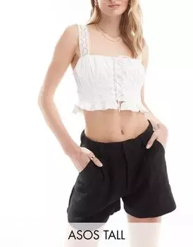 Черные льняные шорты ASOS Tall Dad