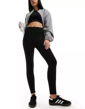 Черные леггинсы из высококачественного трикотажа River Island с завышенной талией