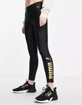 Черные леггинсы с высокой талией 7/8 Puma Fit Eversculpt Logo High Waisted