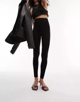 Черные леггинсы с завышенной талией Topshop