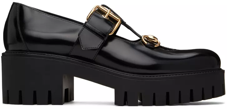 Черные лоферы с конской пряжкой Gucci