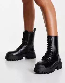 Черные массивные ботинки на шнуровке ASOS DESIGN Algebra
