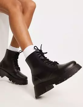 Черные массивные резиновые сапоги со шнуровкой ASOS Galaxy