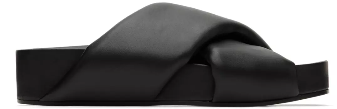 Черные массивные шлепанцы с запахом Jil Sander