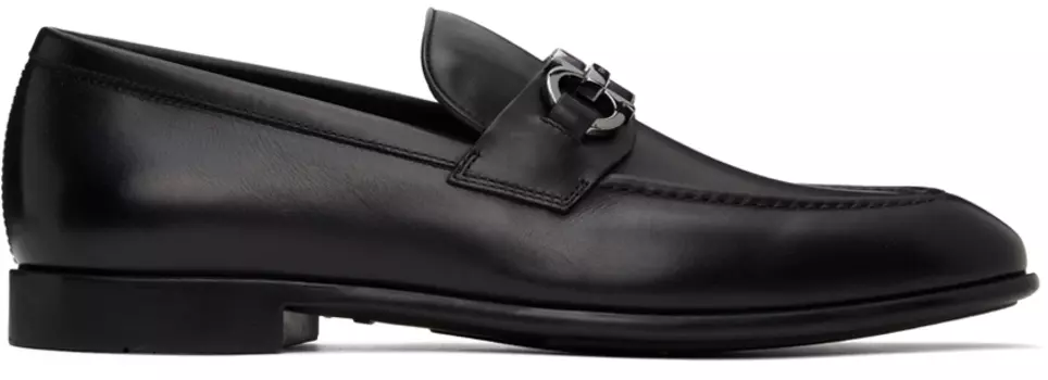 Черные мокасины с орнаментом Gancini Ferragamo, Nero/New biscotto
