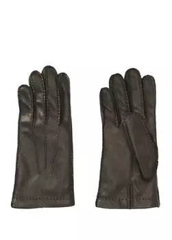 Черные мужские кожаные перчатки Mazzoleni Gloves