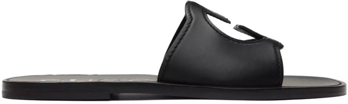 Черные переплетенные шлепанцы G Gucci