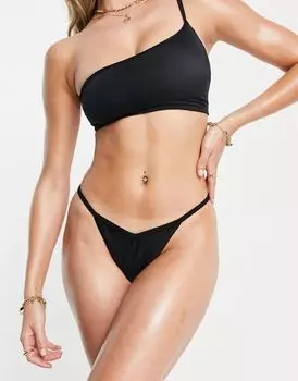 Черные плавки бикини с Т-образной спинкой и стрингами ASOS DESIGN