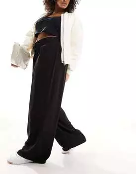 Черные плиссированные широкие брюки River Island