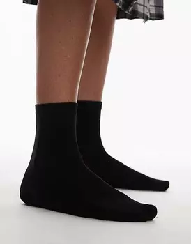 Черные прозрачные носки в рубчик Topshop