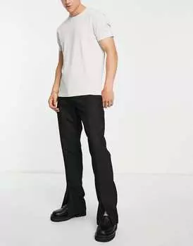 Черные прямые брюки прямого кроя Topman
