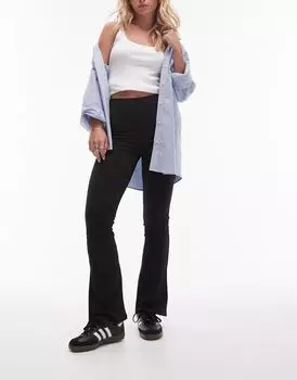 Черные расклешенные брюки в рубчик Topshop