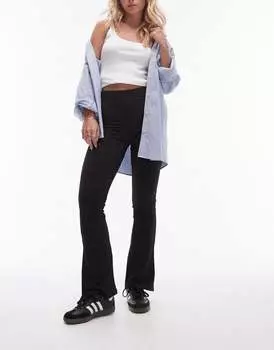 Черные расклешенные брюки в рубчик Topshop
