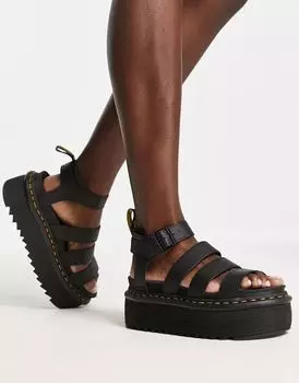 Черные сандалии на платформе Dr Martens Blaire с квадратной подошвой