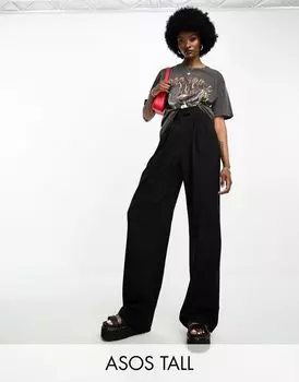 Черные широкие брюки ASOS DESIGN Tall