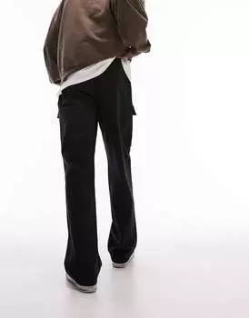 Черные широкие брюки-карго Topman