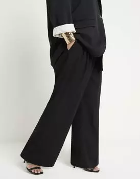 Черные широкие брюки River Island