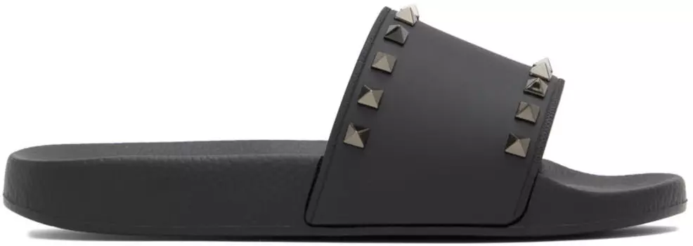 Черные шлепанцы Rockstud Valentino Garavani