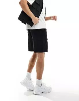 Черные шорты карго Pull&Bear