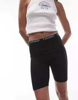 Черные шорты с логотипом Topshop