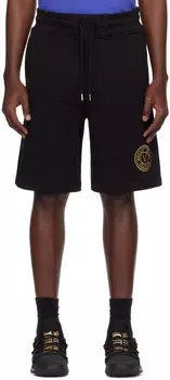 Черные шорты с V-образной эмблемой Versace Jeans Couture