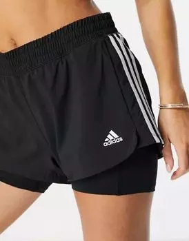 Черные шорты в полоску 2-в-1 adidas Training Pacer adidas performance