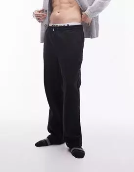Черные спортивные брюки прямого кроя Topman