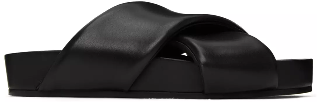 Черные стеганые сандалии Jil Sander