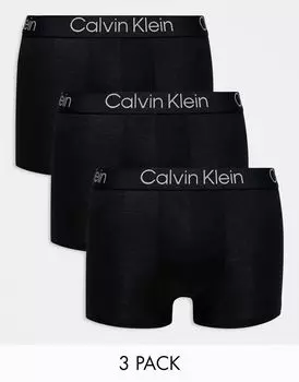 Черные супермягкие трусы из 3 штук Calvin Klein Modern