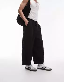 Черные укороченные брюки оверсайз Topman