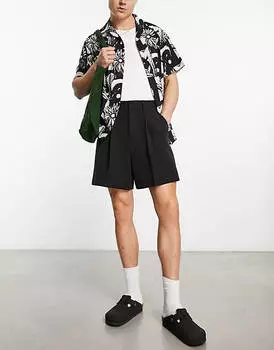 Черные укороченные шорты-бермуды ASOS DESIGN
