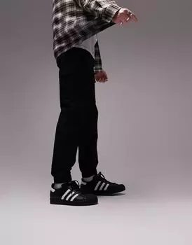 Черные узкие брюки карго с двумя карманами Topman