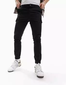Черные узкие брюки карго с манжетами ASOS DESIGN