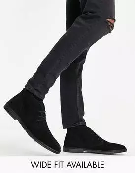 Черные замшевые ботинки дезерты ASOS DESIGN