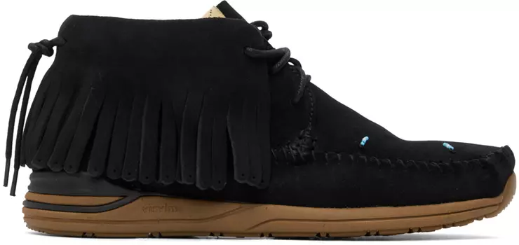 Черные замшевые кроссовки с бахромой Visvim