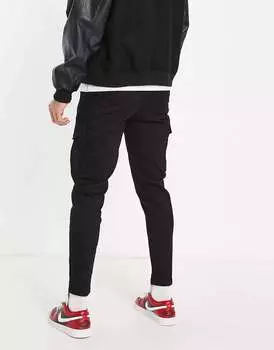 Черные зауженные брюки-карго Jack & Jones
