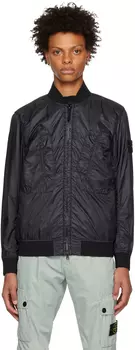 Черный бомбер с нашивками Stone Island