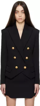 Черный двубортный пиджак Balmain