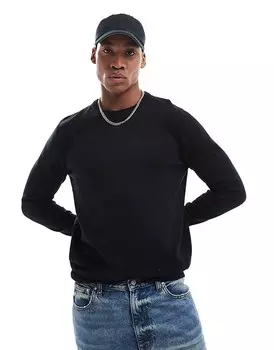 Черный джемпер с круглым вырезом Jack & Jones