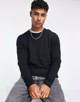 Черный джемпер свободного кроя Pull&Bear