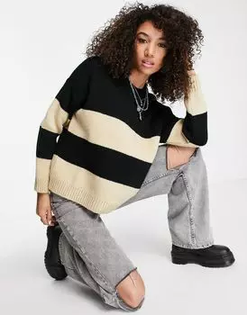Черный джемпер в полоску ASOS DESIGN
