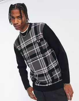 Черный джемпер в шотландскую клетку Fred Perry