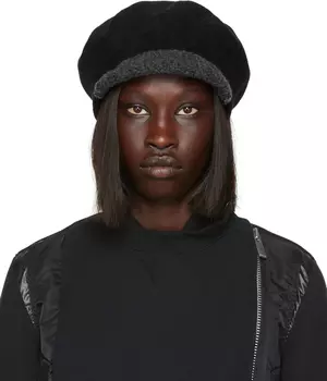 Черный гибридный берет sacai