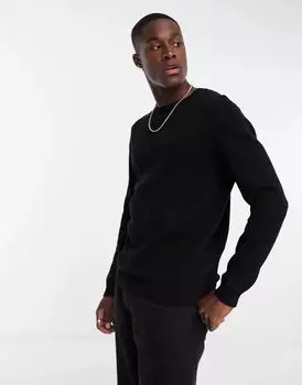 Черный хлопковый свитер средней плотности ASOS