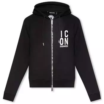 Черный худи на молнии с логотипом Bold Icon Dsquared2, черный