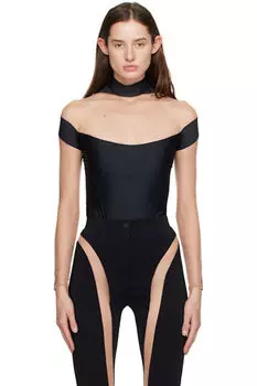 Черный Иллюзионный Боди Mugler