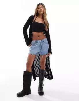 Черный кардиган макси крючком River Island