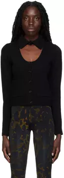 Черный кардиган с раскладывающимся воротником Dries Van Noten